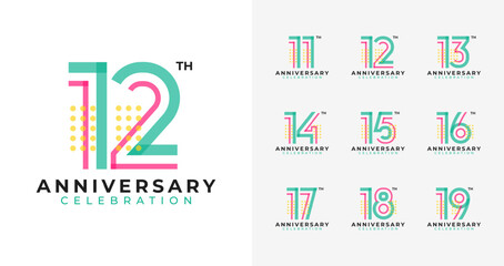 Creative geometric anniversary logo collections. Birthday number for celebration, event, invitation card, or banner elements