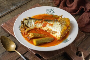 Malaysia dishes silver catfish sour soup malay called Ikan Patin Asam Pedas