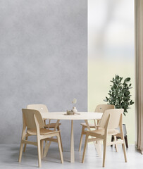 Dining room and kitchen copy space on white background wall for mockup and copy space
