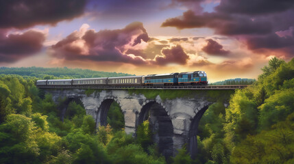 Fototapeta na wymiar Travel by train - Generated by Generative AI