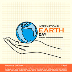 International Earth Day, One continuous single line hand drawing