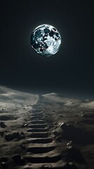  a view of the moon from the surface of the moon.  generative ai