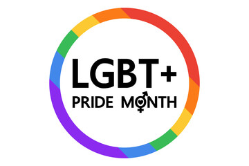 LGBT+ Pride Month. Rainbow love concept. Human rights and tolerance. Lesbian Gay Bisexual Transgender. Celebrated annual. LGBT flag. Poster, card, banner and background.