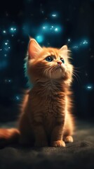  a cat that is sitting down looking up at the sky.  generative ai