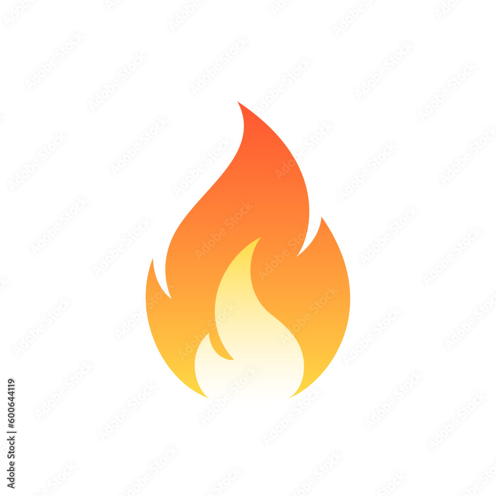 Wall mural flame flat icon. vector gradient element isolated on white background. best for print, package, mobi