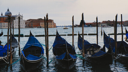 Many Gondolas in Venice, Italy 