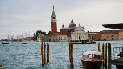 Fototapeta na wymiar Basilica of San Giorgio Maggiore - Benedictine Abbey Church and Bell Tower on San Giorgio Island in Venice 