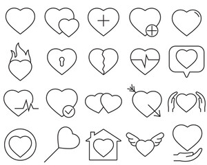 Heart line set icon, logo vector
