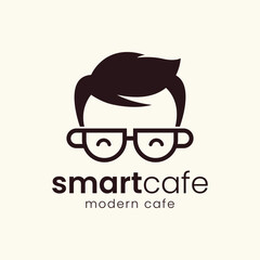 The logo depicts a person and two cups. It is suitable for use as a logo for a coffee shop.