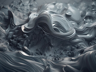 Organic Flow: A 3D Artistic Waterfall in Muted Tones