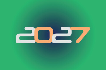 Year 2027 numeric typography text vector design on gradient color background. 2027 historical calendar year logo template design. 