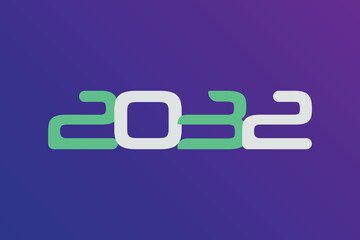 Year 2032 numeric typography text vector design on gradient color background. 2032 historical calendar year logo template design. 