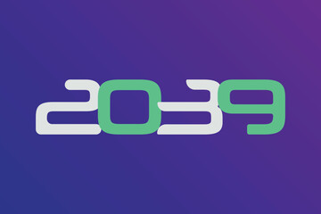 Year 2039 numeric typography text vector design on gradient color background. 2039 historical calendar year logo template design. 