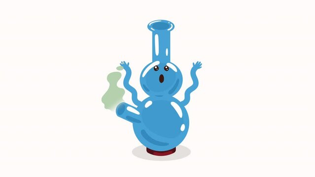 cannabis bong pipe kawaii character animation