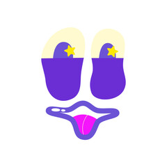 Psychedelic Character Funny Face smile. Craetive trippy character cartoon graphic. Comic funny emotions. Vector illustration