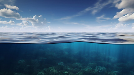 waterline half sky and underwater