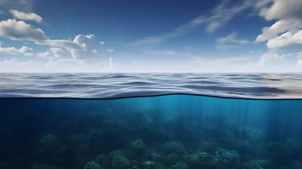 Foto auf Acrylglas waterline half sky and underwater © rikimaru005
