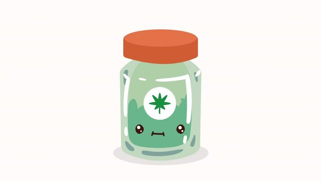 cannabis in pot kawaii character animation