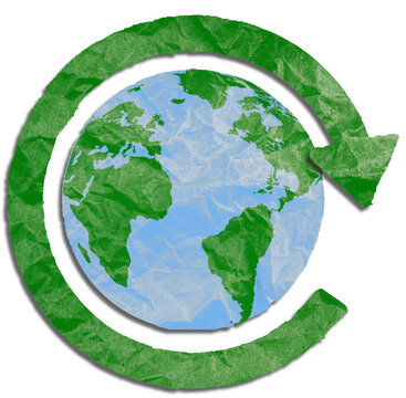 Recycle symbol icon from used paper. eco and save the earth concept