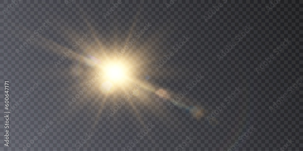 Canvas Prints bright sun with shimmering highlights on a transparent background. vector gradient