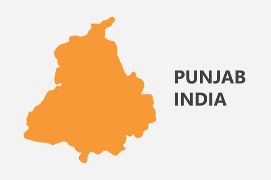 Punjab state of Republic of India, vector map isolated on off white background. High detailed silhouette illustration.
