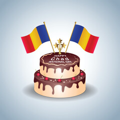 Chad National Day with a Cake .Vector Illustration