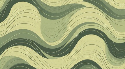  an abstract background with wavy lines in shades of green and beige.  generative ai