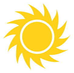 Flat sun icon. Sharp light rays star. Sunbeam symbol