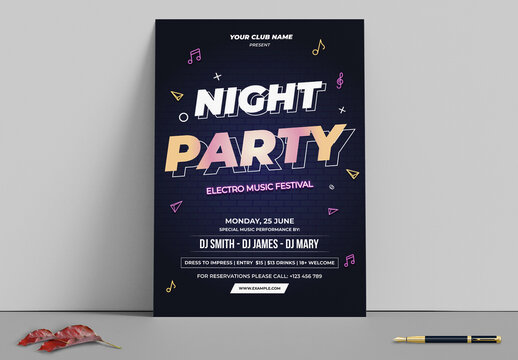 Night Party Flyer Design Layout