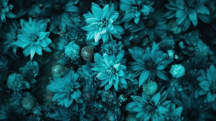  a bunch of blue flowers that are in the middle of a wall.  generative ai