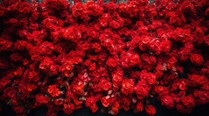  a bunch of red flowers are in a bunch on the wall.  generative ai