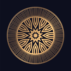 Golden arabesque pattern gold color Mandala Design background vector template