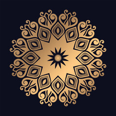 Golden arabesque pattern gold color Mandala Design background vector template