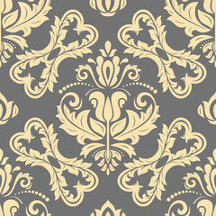 Orient vector classic gray and yellow pattern. Seamless abstract background with vintage elements. Orient pattern. Ornament for wallpapers and packaging