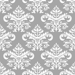 Classic seamless vector gray and white pattern. Damask orient ornament. Classic vintage background. Orient pattern for fabric, wallpapers and packaging