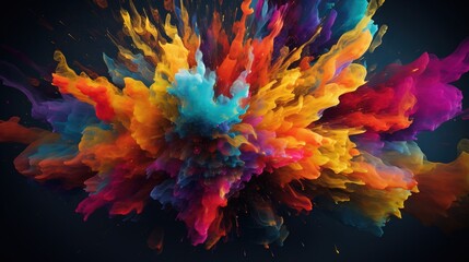 Obraz na płótnie Canvas a multicolored explosion of colors on a black background. generative ai