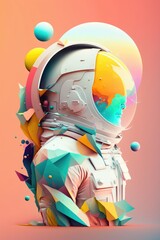 Abstract design of an astronaut in space. Creativity concept. Exploration. Wallpaper. Generative ai. 