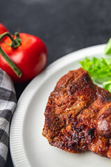 pork fried meat healthy meal food snack on the table copy space food background rustic top view keto or paleo diet