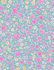 seamless pattern with pink  and yellow flowers