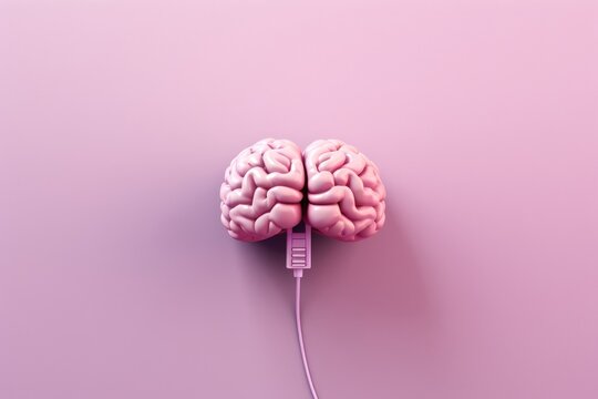 Image of brain connected to a colored wire and plug. Concept of collective intelligence and disinformation, created with generative ai