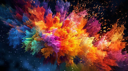 Digital 3d-Background with organic and colorful exoplosion, with splashes
