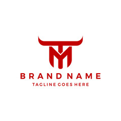 TM logo bull concepts, letter MT toro icon vector template