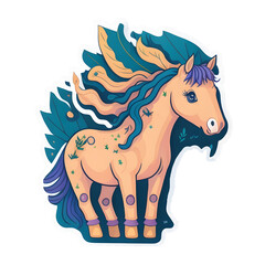 Horse Sticker illustration, Png Image Ready To Use. Animal Sticker Design Series