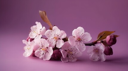  a bunch of flowers that are on a purple surface with a pink background.  generative ai