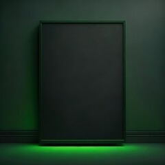 Empty blackboard on the wall in a black background. Colorful Light. Generative Ai.