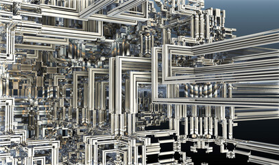 3D Illustration of a Beautiful infinite mathematical mandelbrot set fractal.
