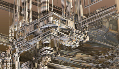 3D Illustration of a Beautiful infinite mathematical mandelbrot set fractal.