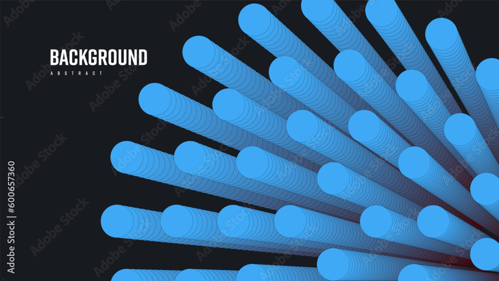 Poster vector illustration of abstract blend shape, gradient round blue lines, sound wave 3d, geometric ele