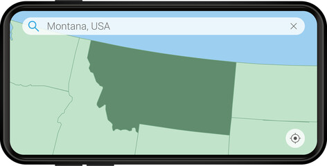 Searching map of Montana in Cell phone.