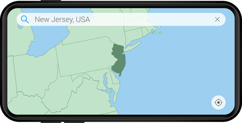 Searching map of New Jersey in Cell phone.